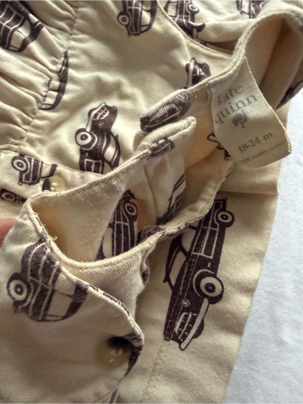 Kate Quinn Cream and Brown Car Print Kids Dress - Picture 8 of 8